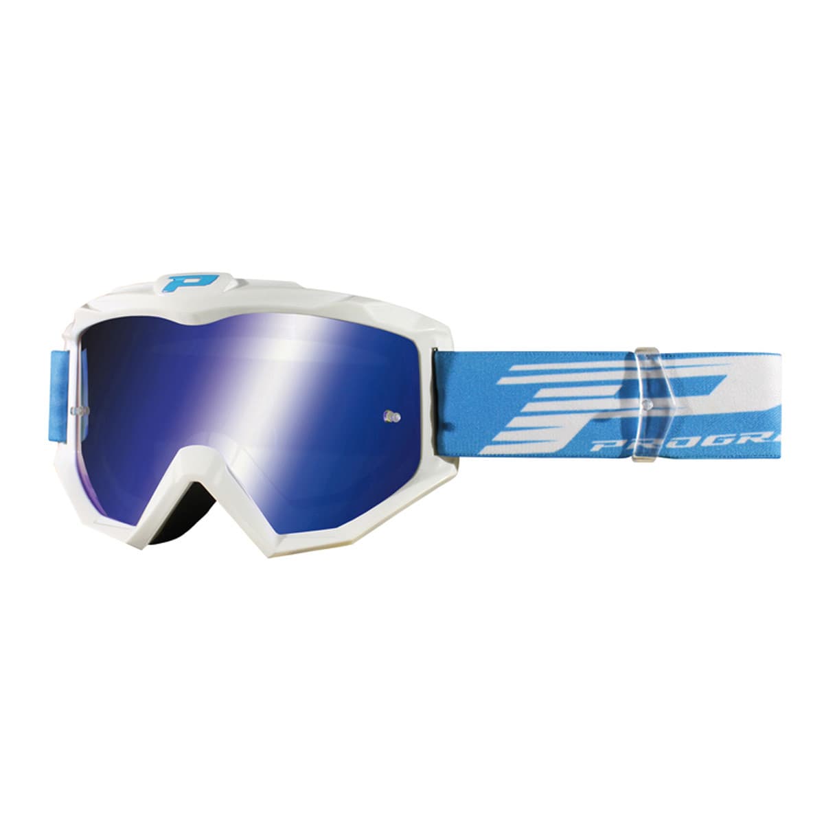 Progrip - Masque / Lunettes Cross - Progrip 3201fl Atzaki Blanc / Bleu Écran Miroir