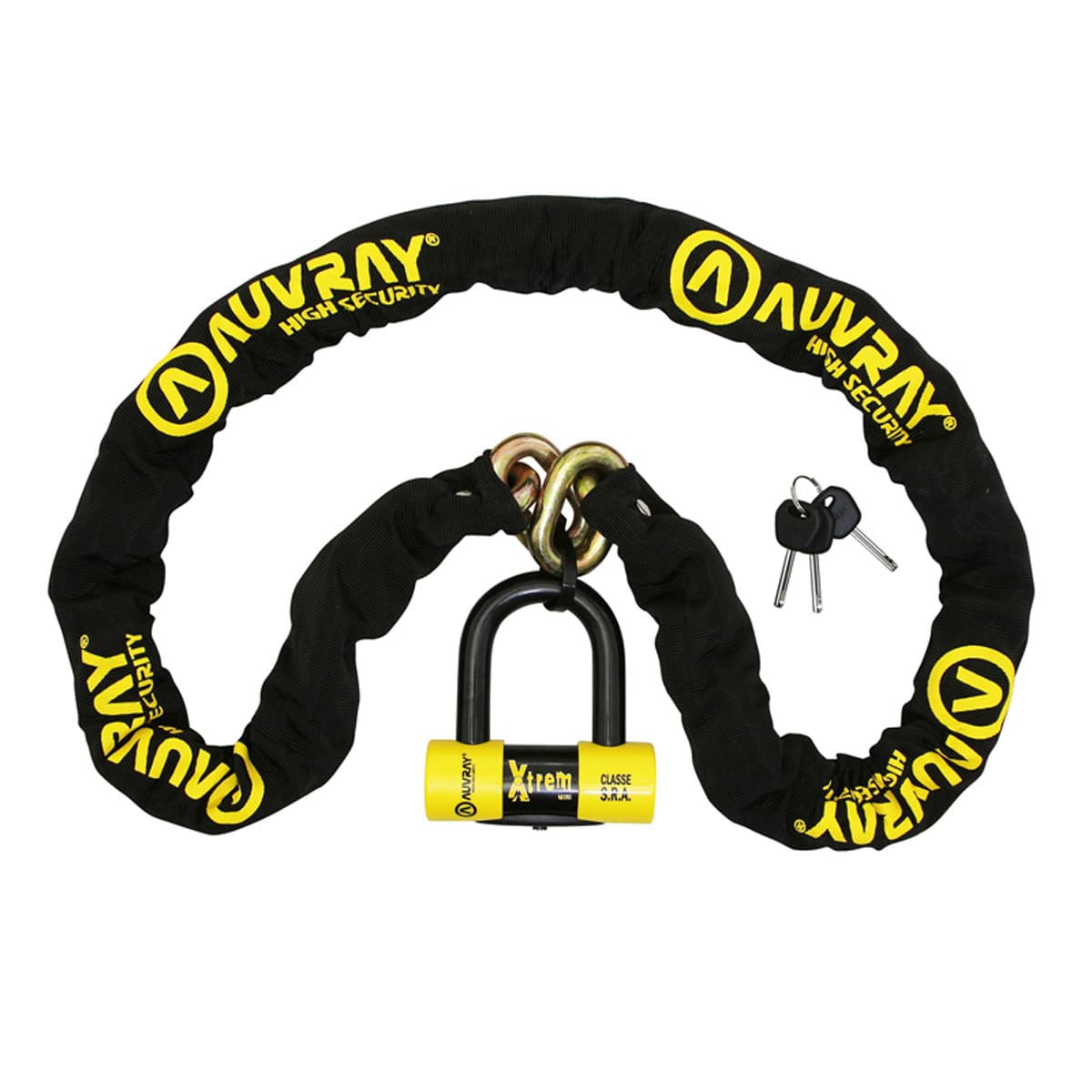 Auvray - Antivol Chaîne + Bloque Disque - Auvray Xtrem Mini 1.70m Sra