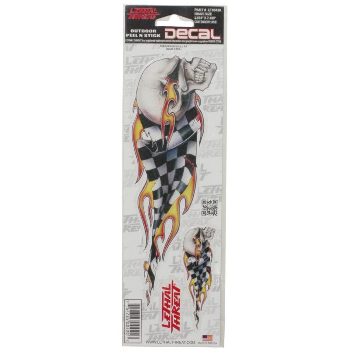 Lethal Threat - Autocollant / Sticker - Lethal Threat Checkered Skull Droit 15 X 20cm