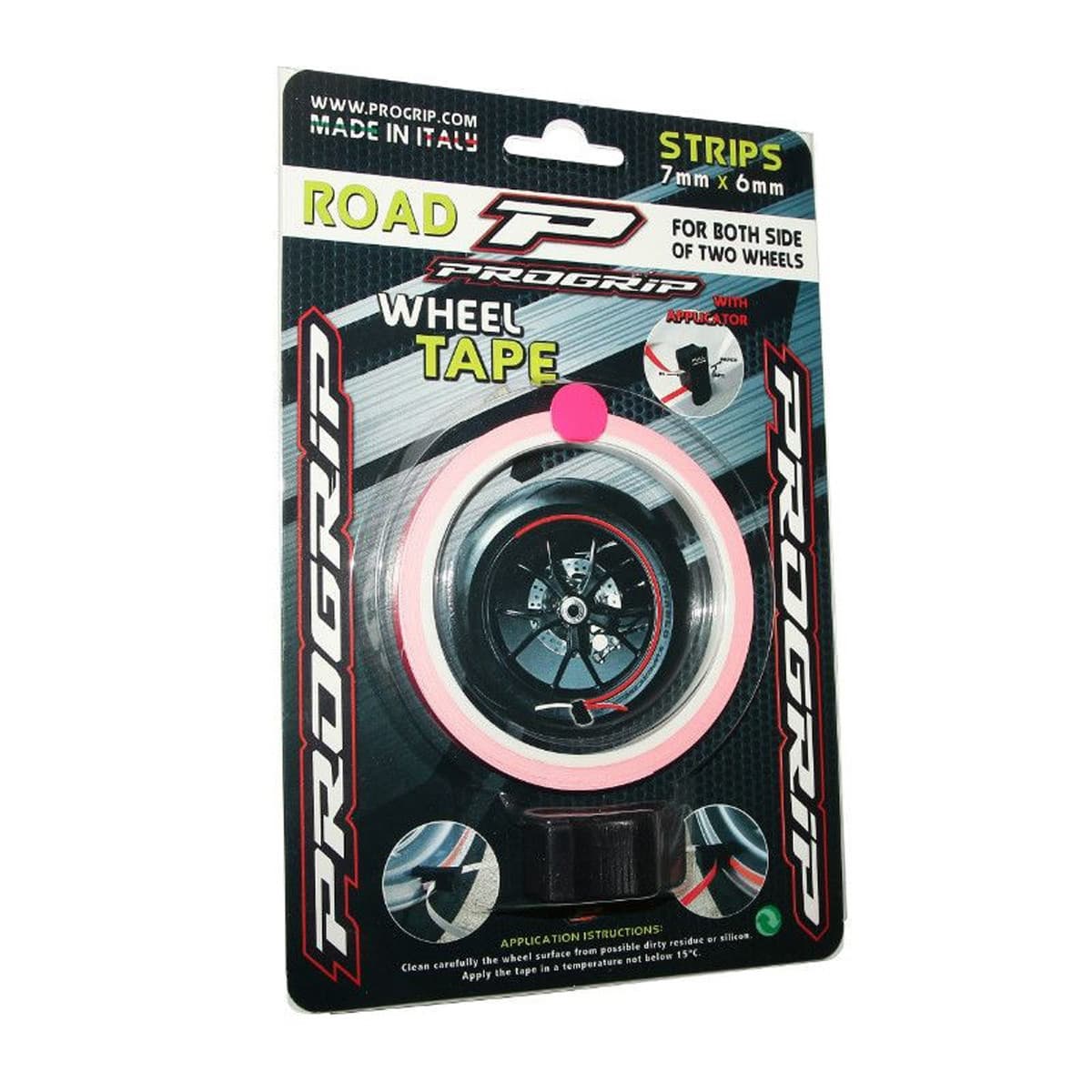 Progrip - Liseret / Sticker Jante - 7mm Rose Fluo Progrip Avec Applicateur