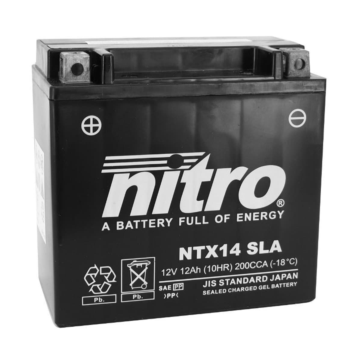 Nitro - Batterie 12v 12 Ah Ntx14 Sla / Ytx14-bs - Nitro Prêt À L'emploi / Sans Entretien +g