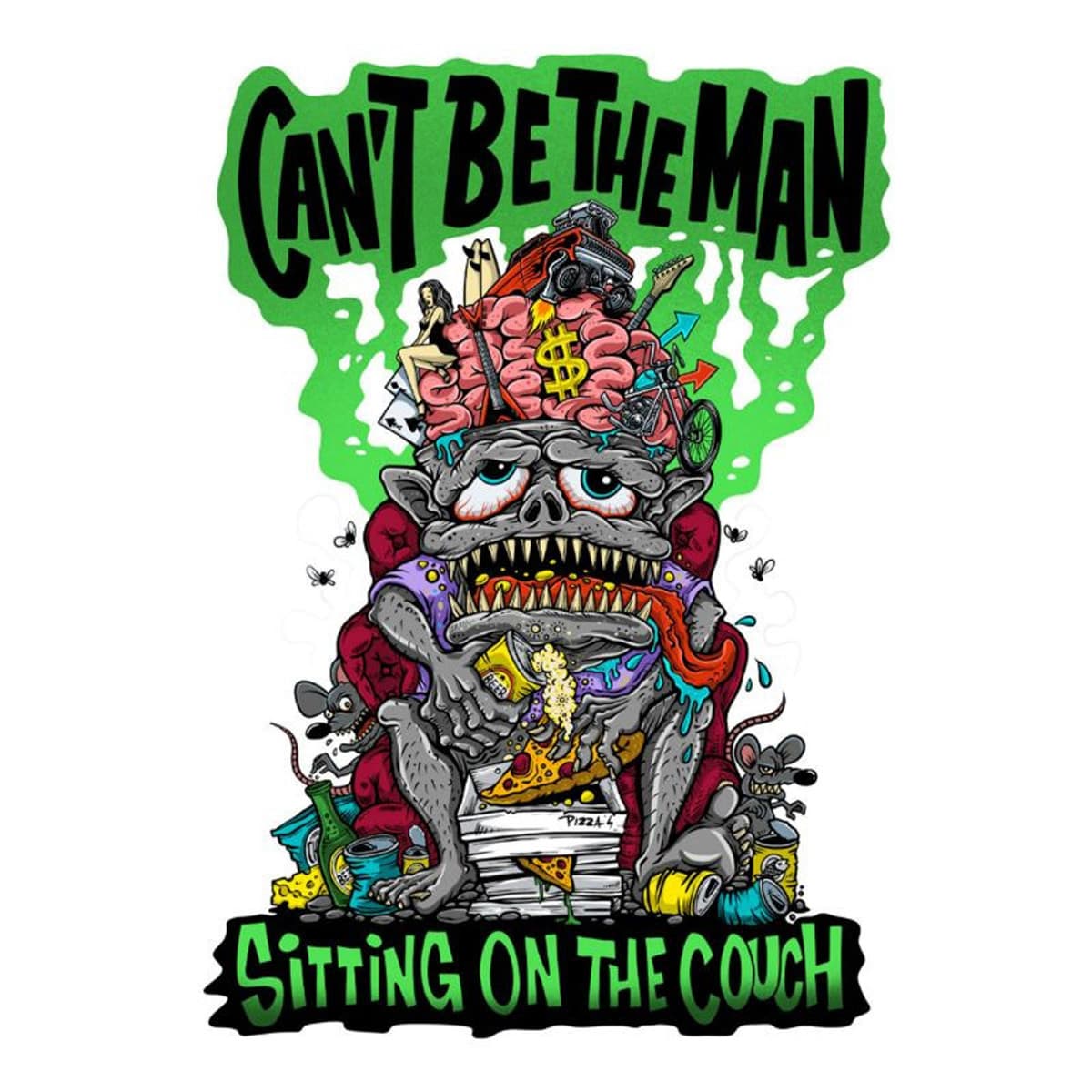 Lethal Threat - Autocollant / Sticker - Lethal Threat Mini Lazy Monster 6 X 8cm