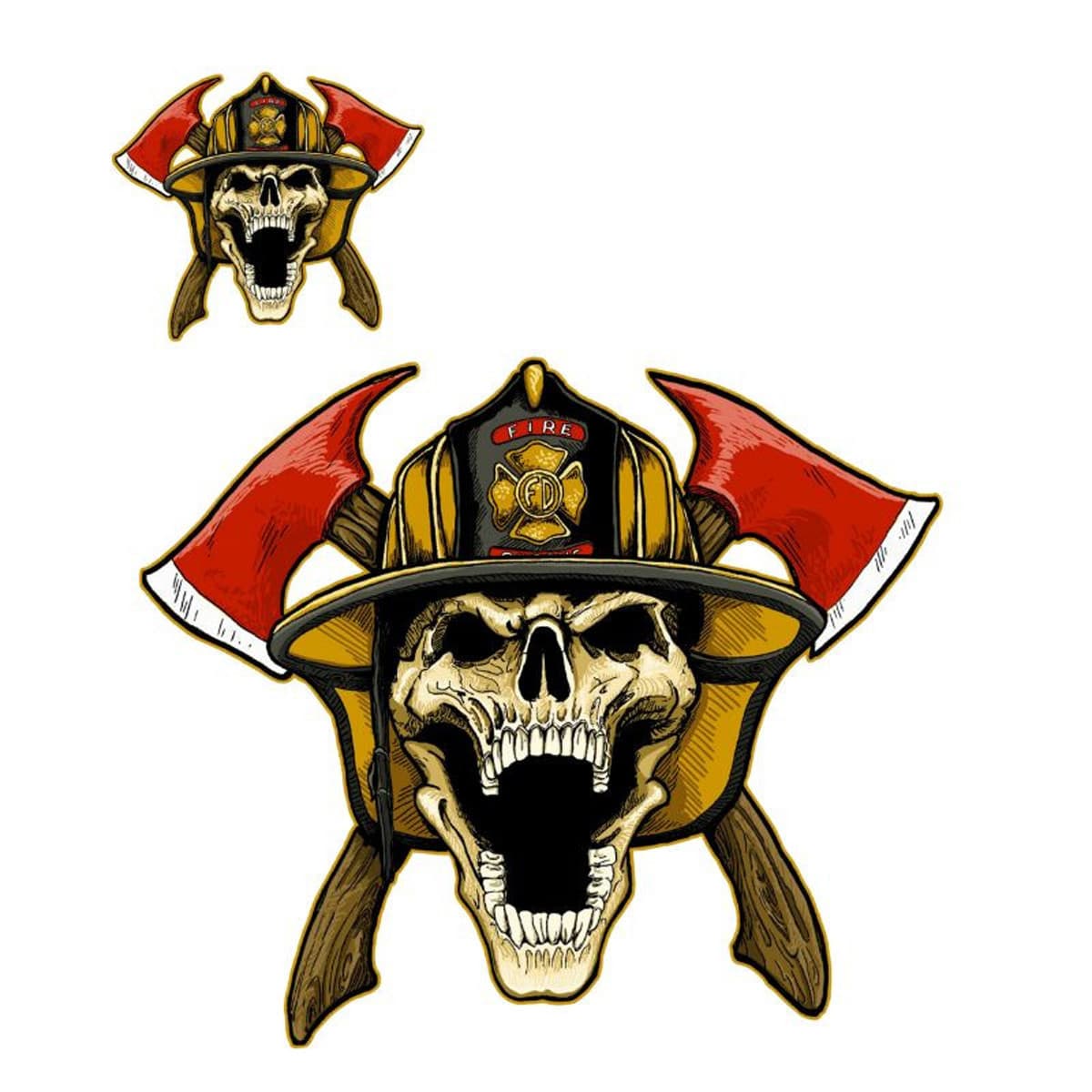 Lethal Threat - Autocollant / Sticker - Lethal Threat Mini Fire Fighter Skull 6 X 8cm