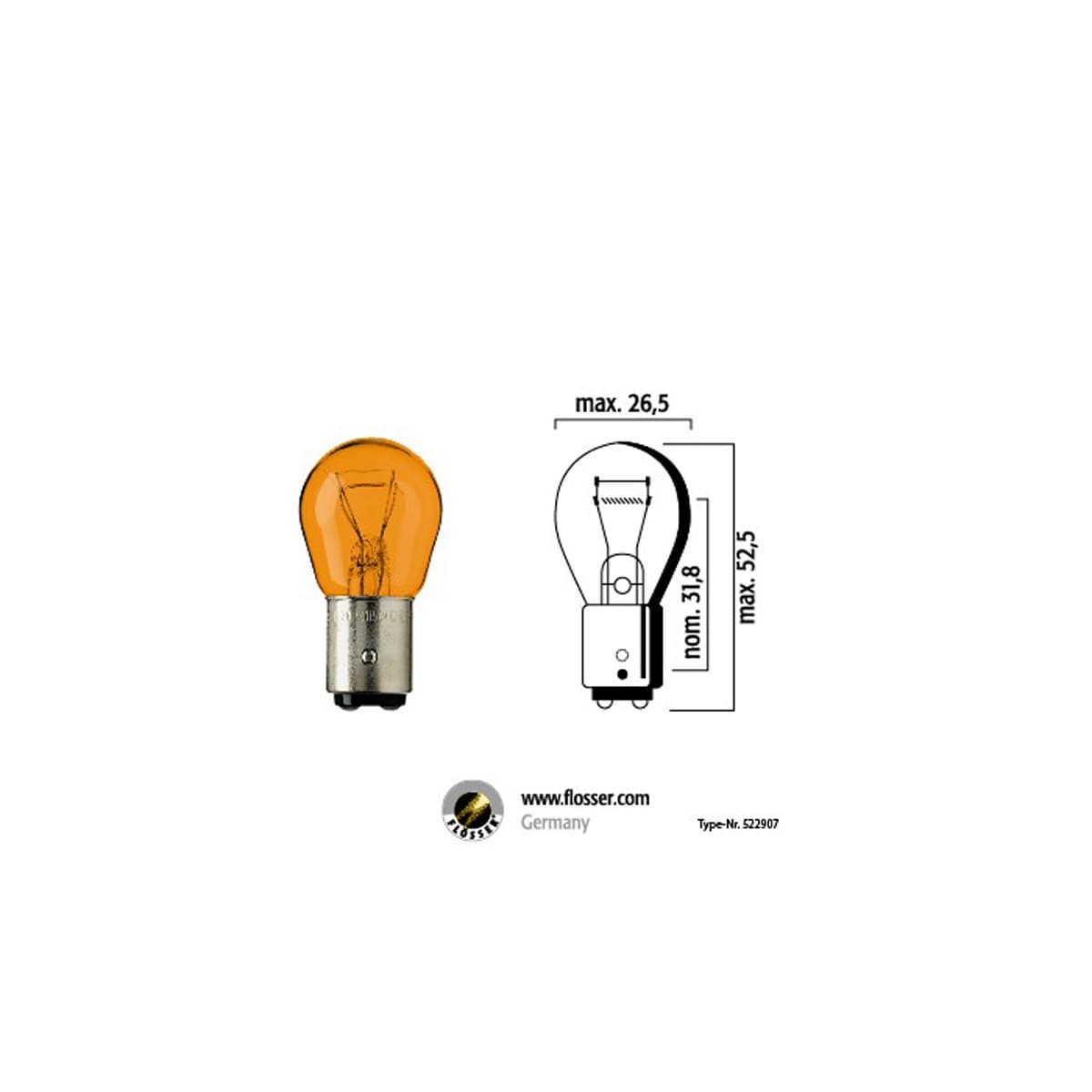 Flösser - Ampoule 12v 21/5w Bay15d - Orange Flosser