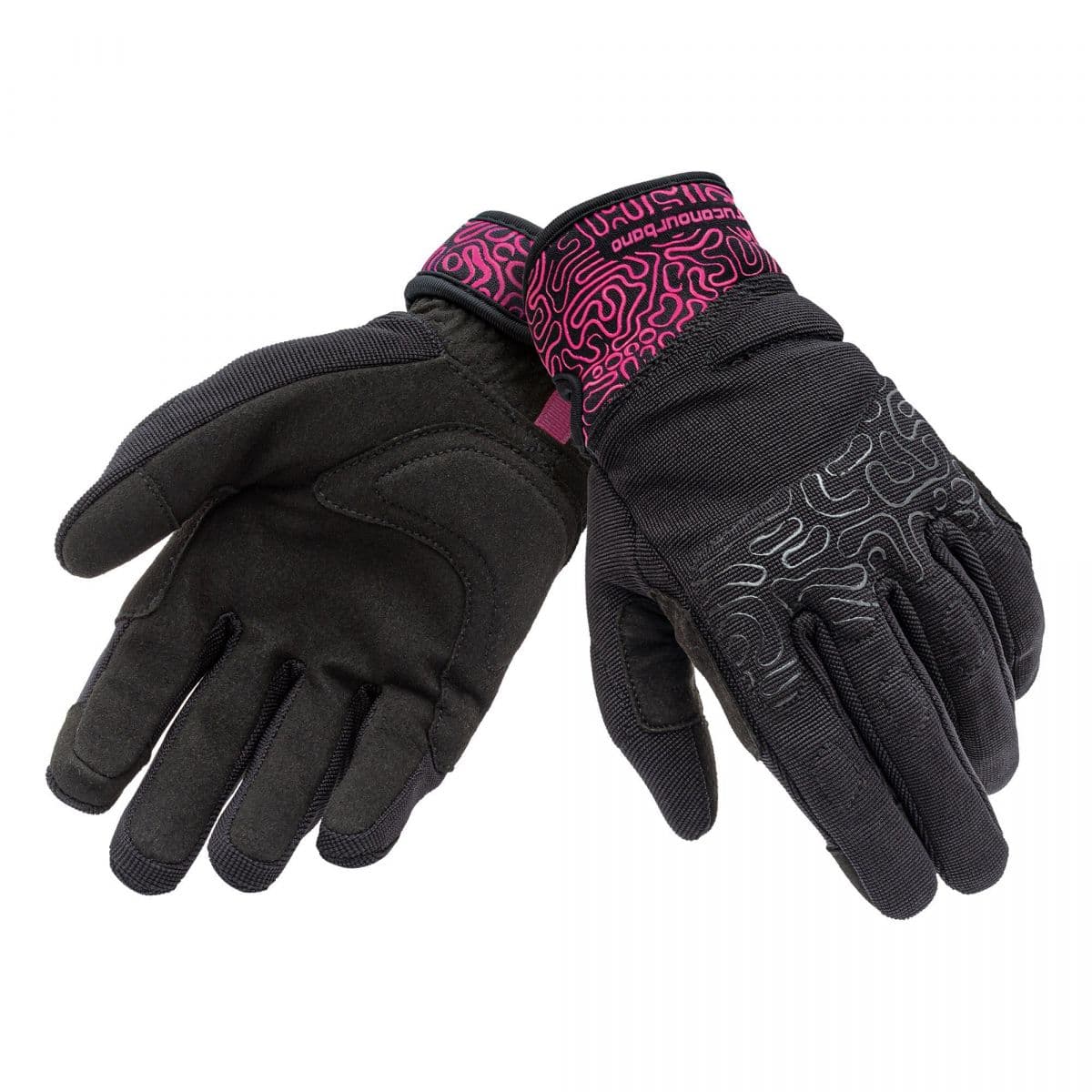Tucano Urbano - Gants Moto - Tucano Lady Miky Graphic (femme) Printemps / Été - Noir / Fuchsia Xs