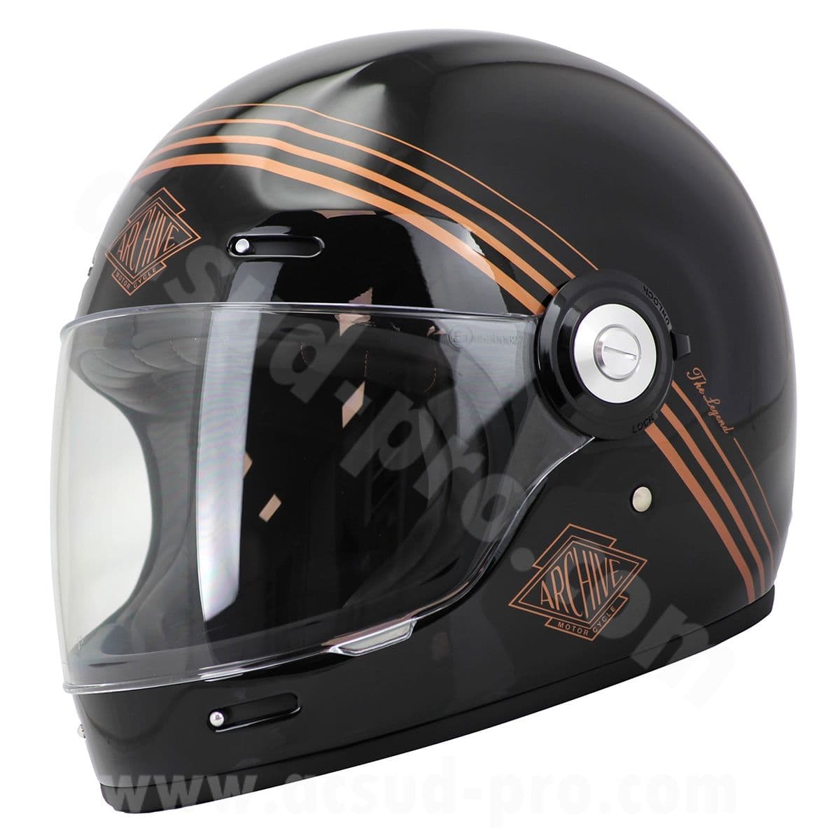 Archive - Casque Intégral - Archive Vintage The Legend Noir Brillant / Or Xl