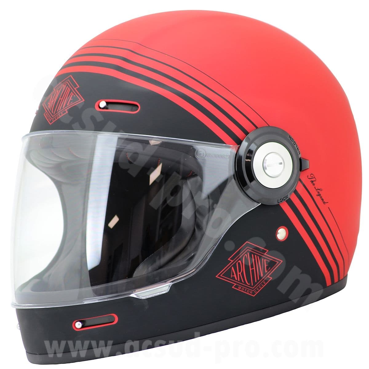 Archive - Casque Intégral - Archive Vintage The Legend Rouge Mat / Noir M