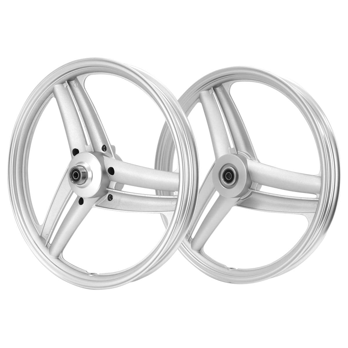 Rsm - Roue Avant + Arrière 17p Peugeot 103 Sp Mvl - Type Grimeca Argent / Blanc / Noir / Rouge Blanc