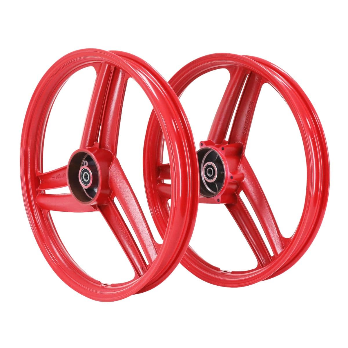 Rsm - Roue Avant + Arrière 17p Peugeot 103 Sp Mvl - Type Grimeca Argent / Blanc / Noir / Rouge Rouge