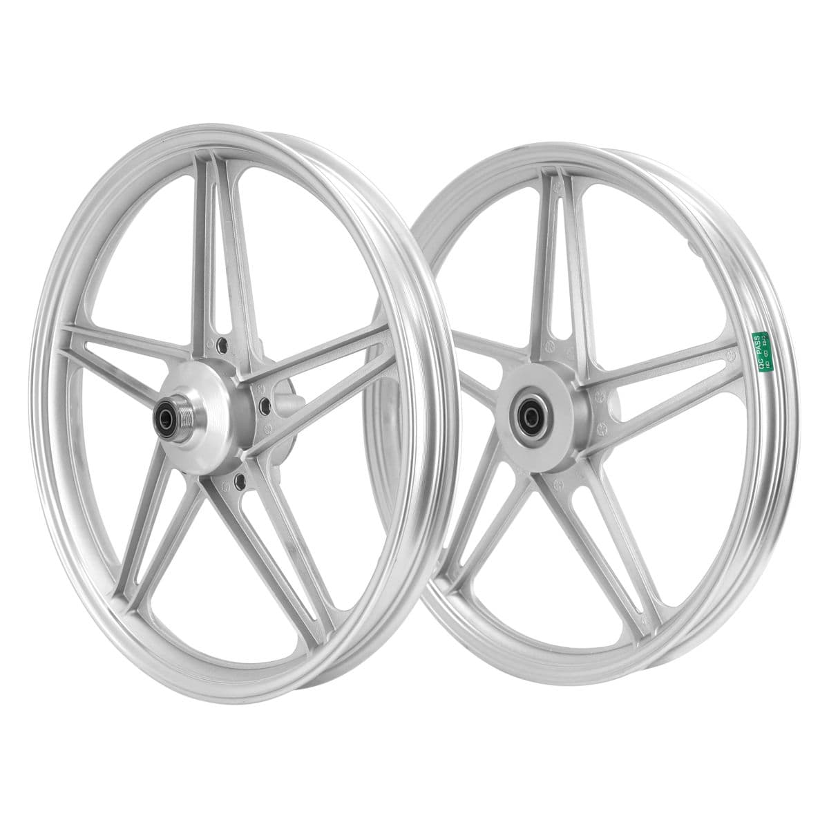 Rsm - Roue Avant + Arrière 17p Peugeot 103 Mvl / Vogue - Type Bernardi Argent / Blanc / Noir / Rouge/chromé Argent