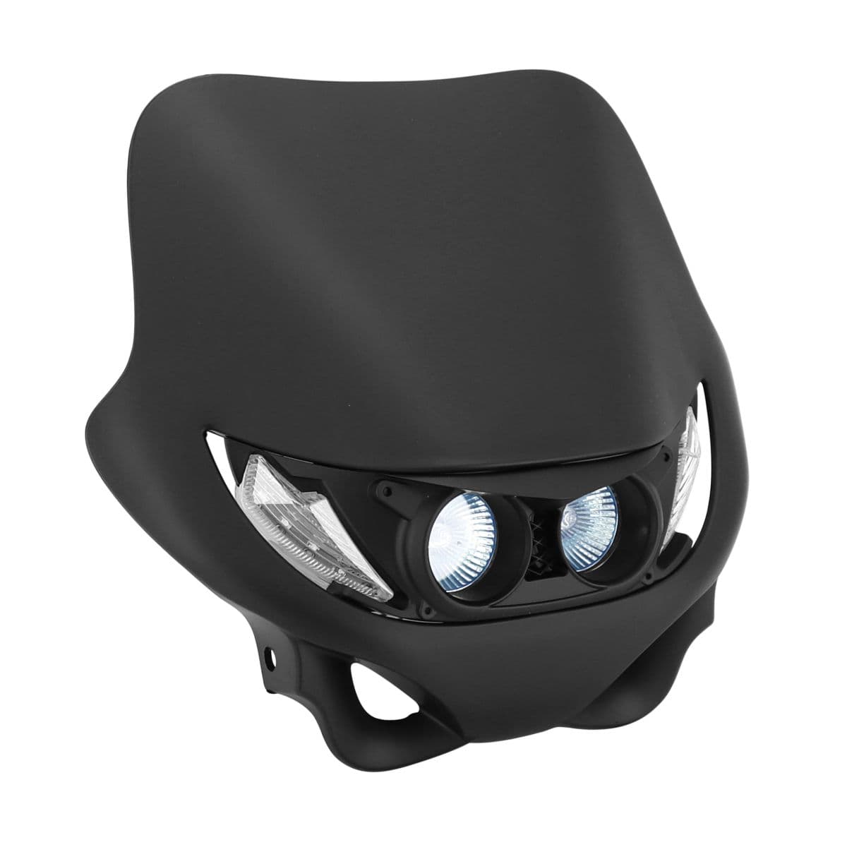 Adaptable - Tête De Fourche / Plaque Phare - Enduro 2x20w Noir Mat + Leds