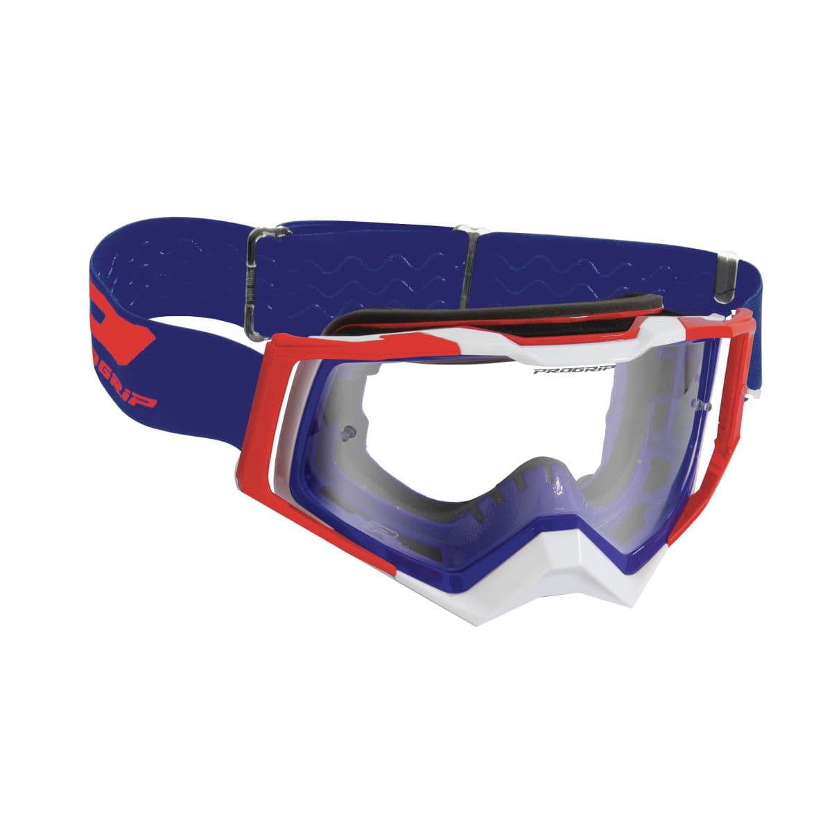 Progrip - Masque / Lunettes Cross - Progrip 3309 Tr Rapid Bleu / Rouge / Blanc Ecran Transparent