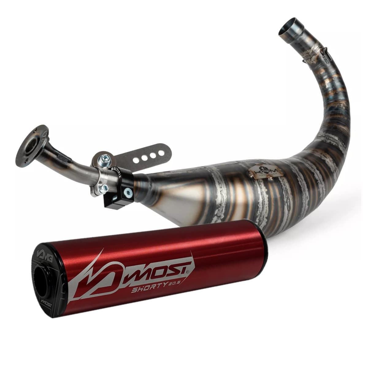 Bixess - Pot D'échappement Krm 90cc 100cc Passage Bas Minarelli Am6 Silencieux Most Shorty Rouge Et Noir 51813-defaultcombination