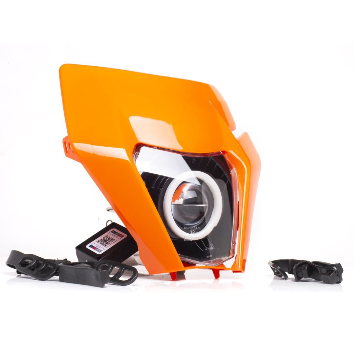 Terzo - Plaque Phare Type Ktm - Led Angel Eye Connectée Bluetooth - Orange - Terzo