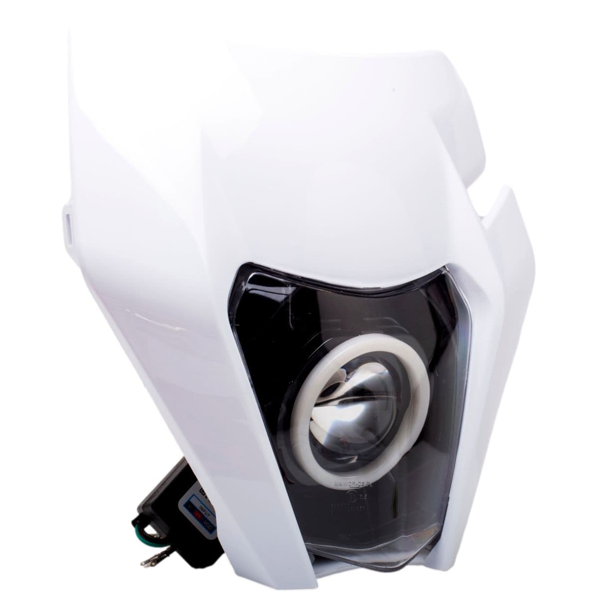 Terzo - Plaque Phare Type Ktm - Led Angel Eye Connectée Bluetooth - Blanche - Terzo