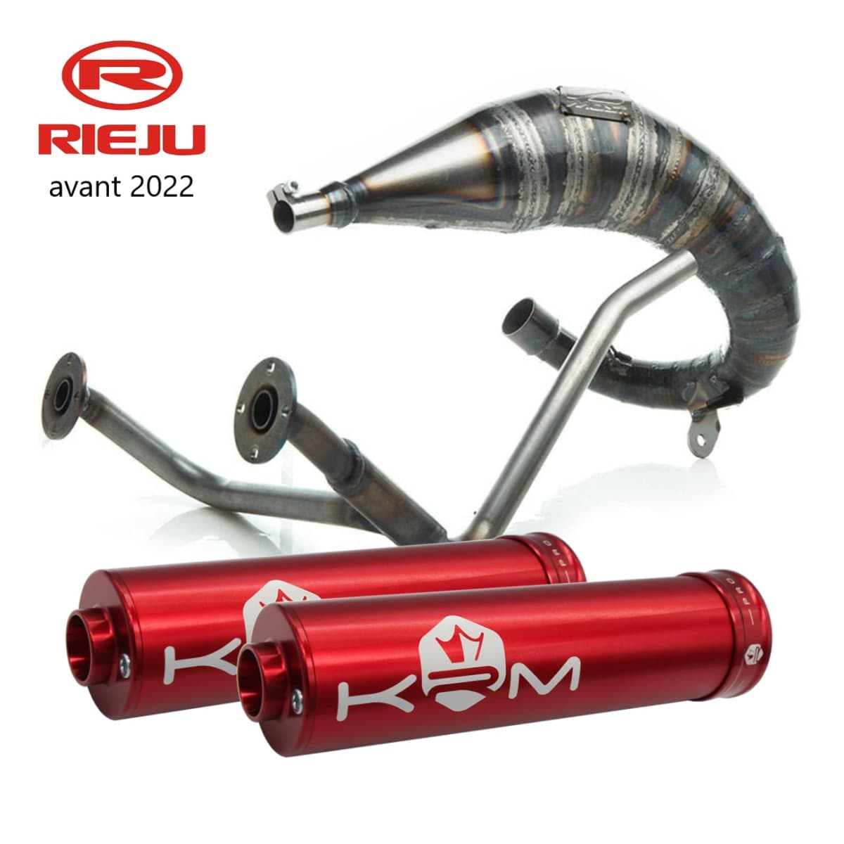 Most - Pot D'échappement Most 50cc 70cc Passage Haut Double Sortie Krm Rieju Mrt Avant 2022 Rouge 68f68c77d290a