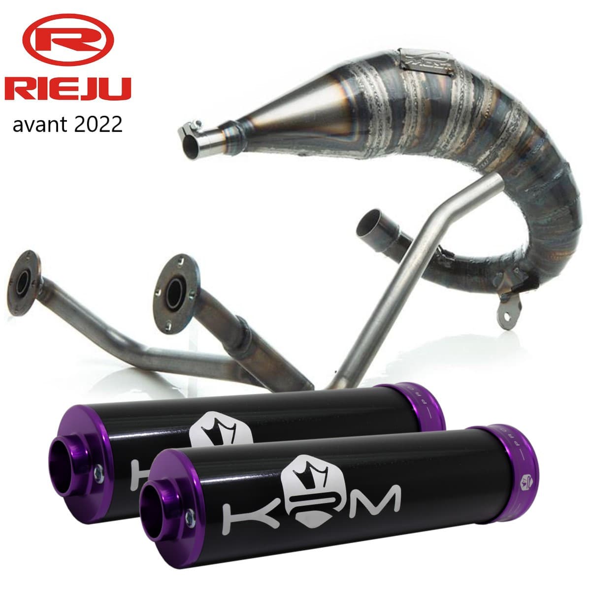 Most - Pot D'échappement Most 50cc 70cc Passage Haut Double Sortie Krm Rieju Mrt Avant 2022 Noir Et Violet 68f209ea7e425