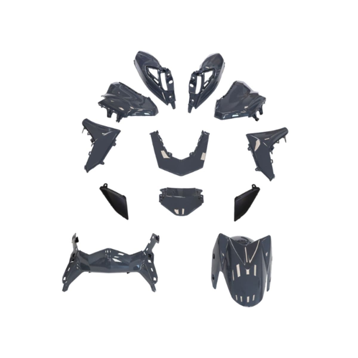Adaptable - Kit Carénage 12 Pièces Adaptable Yamaha Nmax 125 Cc 2021/ 2024 Gris Nardo