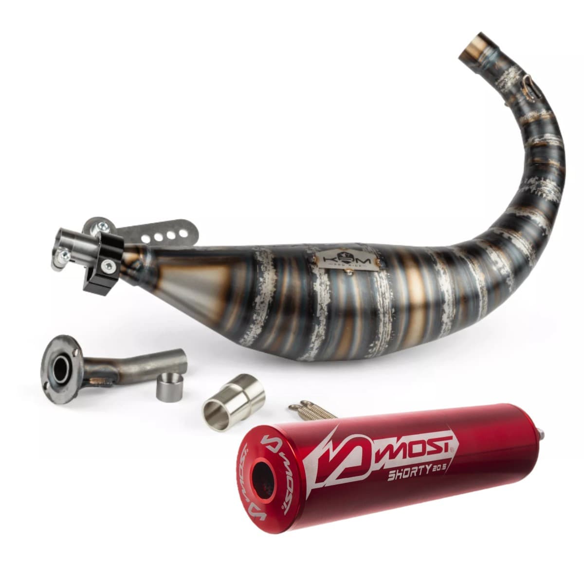 Krm Pro Ride - Pot D'échappement 70cc 80cc Krm Minarelli Am6 Avec Silencieux Most Rouge Shorty