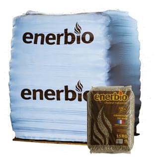 Granulés de bois Premium Enerbio – Sacs de 15 kg - 2 palettes – 132 sacs (1 980 kg)