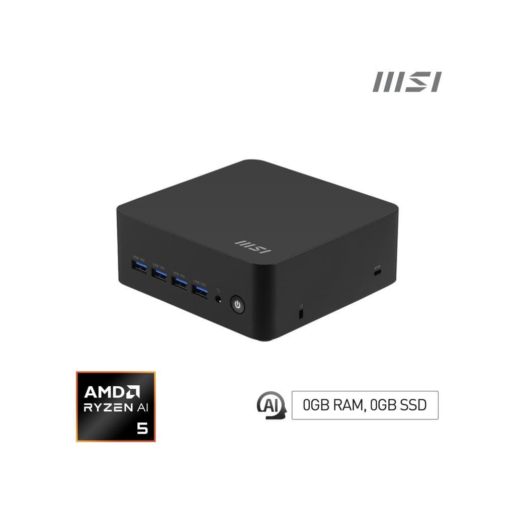 MSI Cubi Z AI 8M AMD Ryzen 5 8645HS Barebone 0.9L sized PC Noir AMD SoC 4,3 GHz Haut-parleurs intégrés