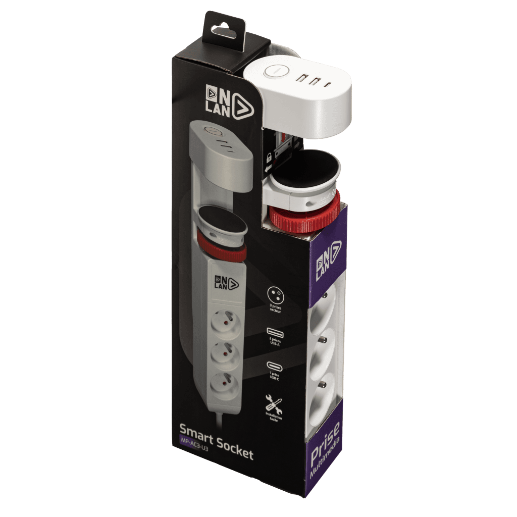 Multiprise de bureau à pincer avec USB - USB-C Blanc - MPAC3UA2UCWH | ONLAN