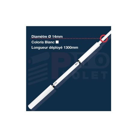 Tringle oscillante Blanche Ă14 mm | Largeur 1300mm - Pro Volet