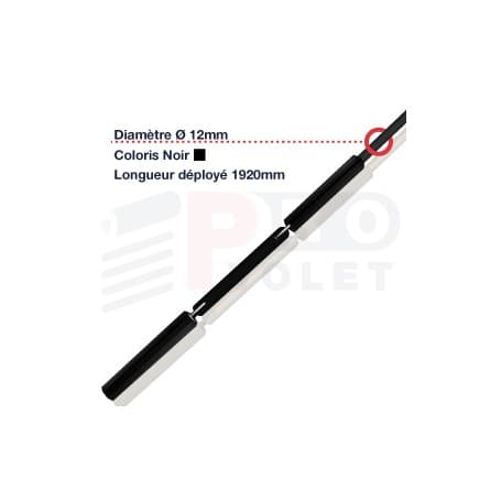 Tringle oscillante Noire Ø12 mm | Largeur 1920mm - Zurfluh Feller