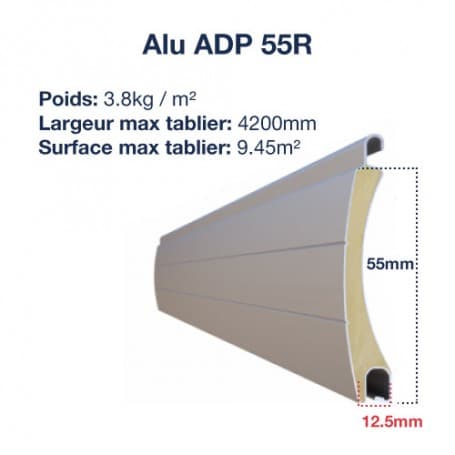 Lot de 5 lames de volet roulant en alu Haut. 55mm, Long. 1900 MM recoupable - Pro Volet