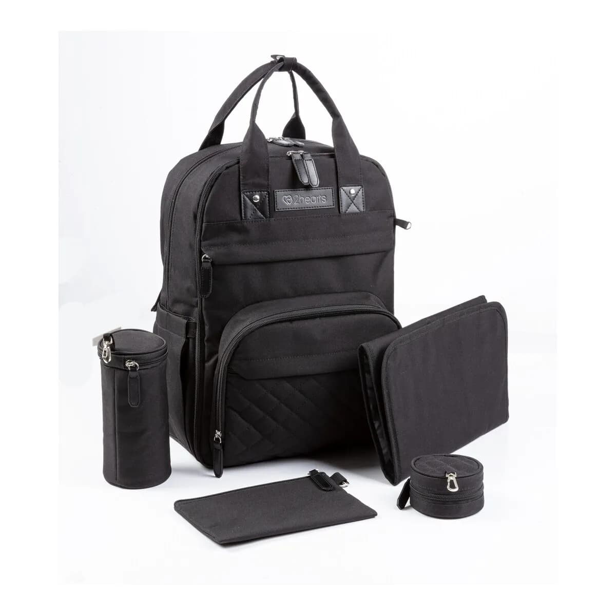 2hearts Wickelrucksack Functional - für geordnete Pflegeutensilien unterwegs - schwarz
