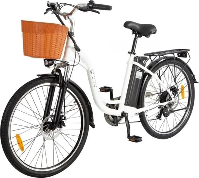 DYU C6 Vélo électrique 26″ VAE – Moteur 250W – Batterie Amovible 36V/12.5Ah – Autonomie 100km, Shimano 6 vitesses,Blanc - XL