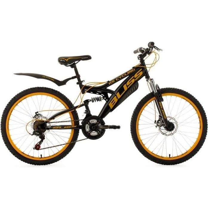 VTT tout suspendu adolescent 24 » Bliss noir-jaune TC 38 cm KS Cycling - Standard