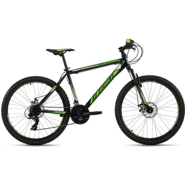 VTT semi-rigide 26″ Sharp noir-vert KS Cycling – 21 vitesses – freins à disque – cadre unique en acier - S
