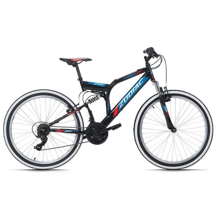 VTT tout suspendu KS Cycling Zodiac noir 26″ – Cadre 48 cm – 21 vitesses – Pour chemins et sentiers - Standard