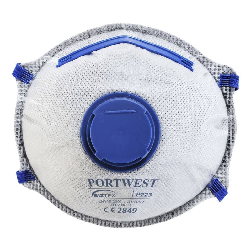 Portwest - Masques respiratoires jetables ergonomiques en coque à valve Dolomite FFP2 (Pack de 10) - Unique - Blanc