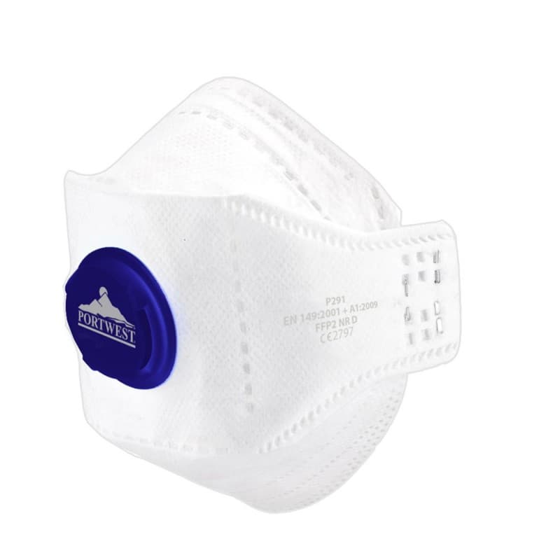 Portwest - Masques respiratoires jetables pliables EAGLE Ă valve Dolomite FFP2 (Pack de 10) - Unique - Blanc