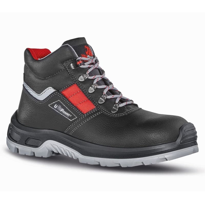 U-Power - Chaussures de sécurité hautes hydrofuges DEVASTATE - Environnements humides - RS S3 SRC - 35 - Noir / Rouge