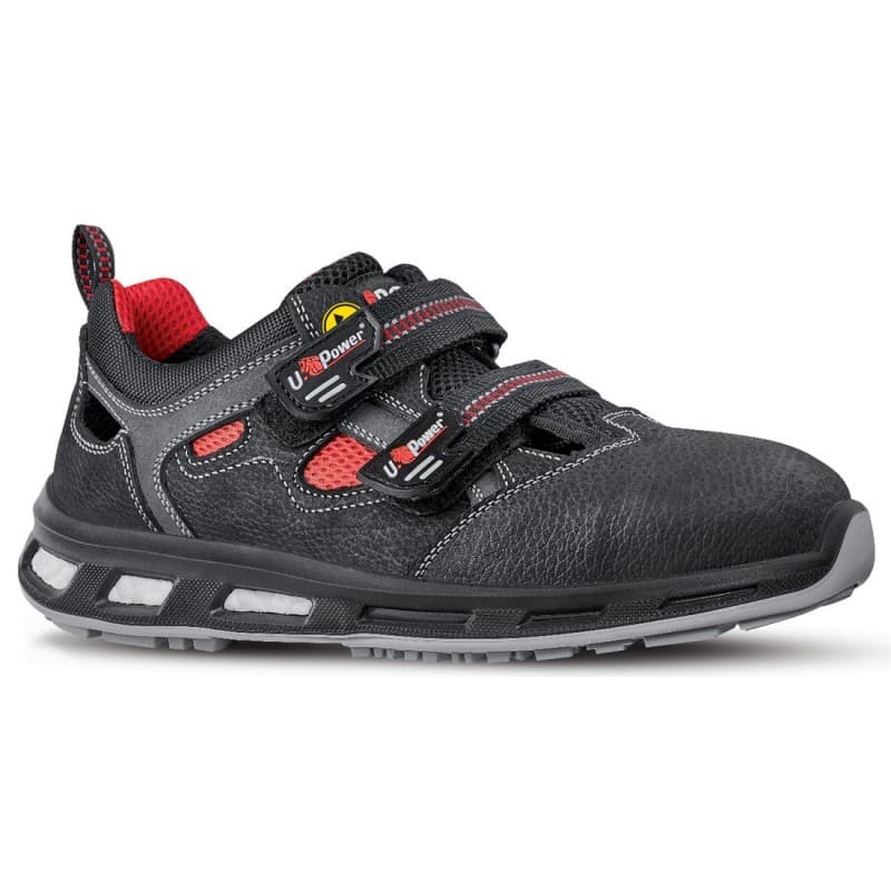 U-Power - Chaussures de sécurité basses légères et confortables CODY - Environnements secs - S1P SRC ESD - 35 - Noir / Rouge