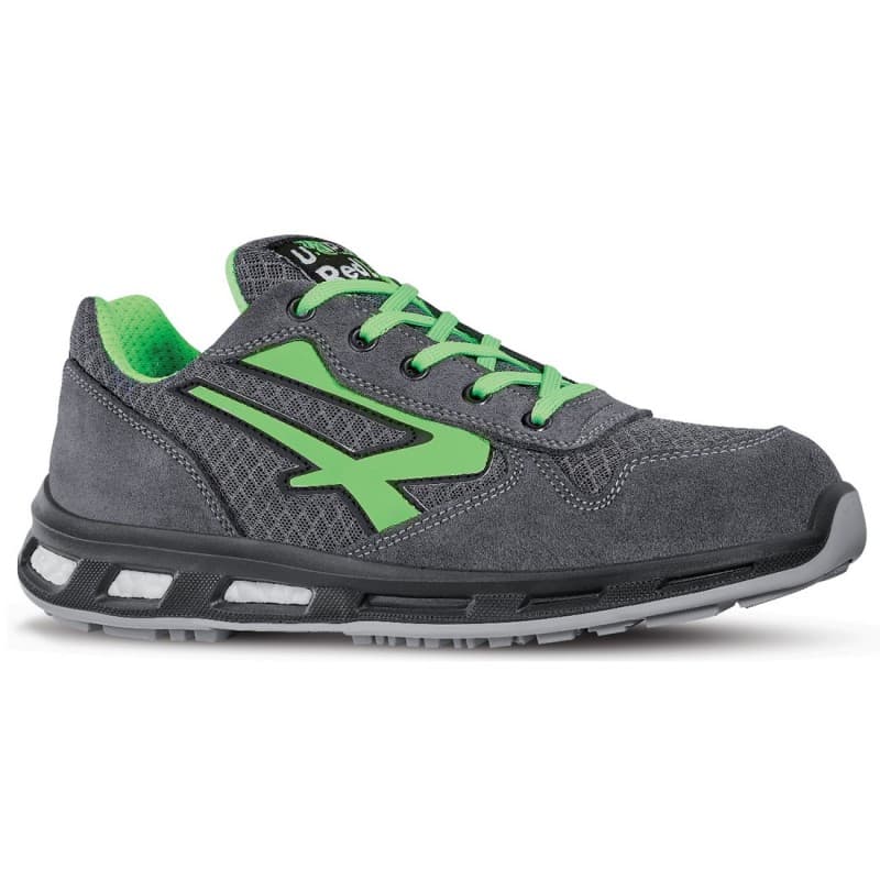 U-Power - Baskets de sécurité basses légères et confortables POINT - Environnements secs - S1P SRC - 35 - Gris / Vert