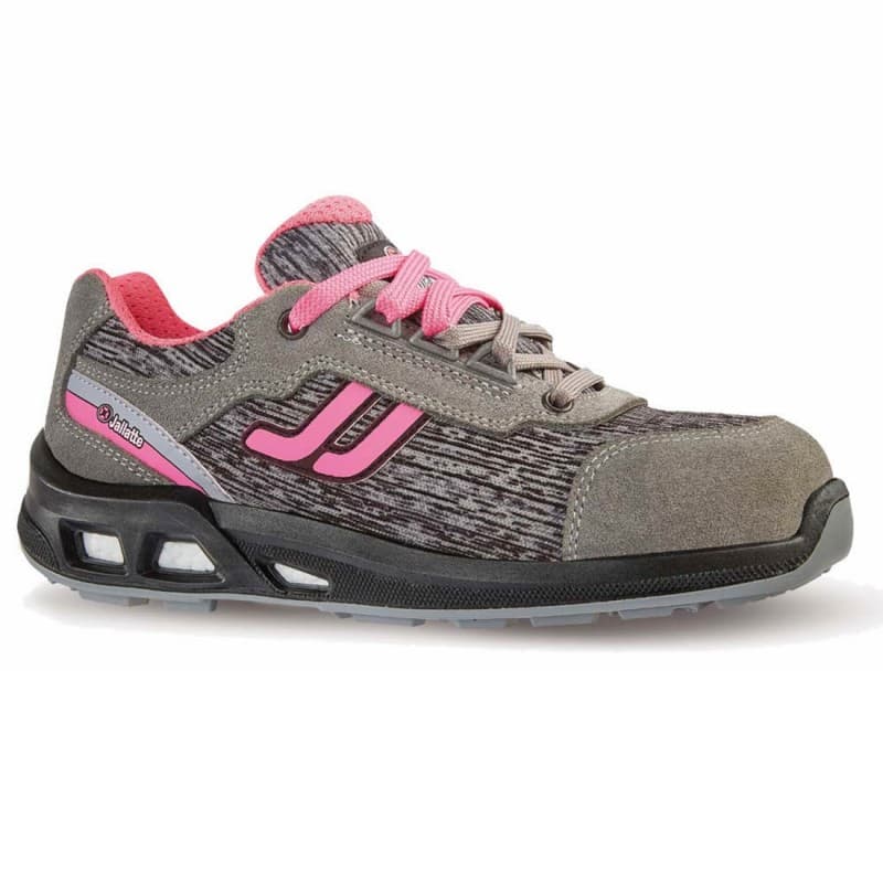 Jallatte - Chaussures de sécurité basses grise et rose pour femmes INES SAS S1P SRC - 35 - Gris / Rose