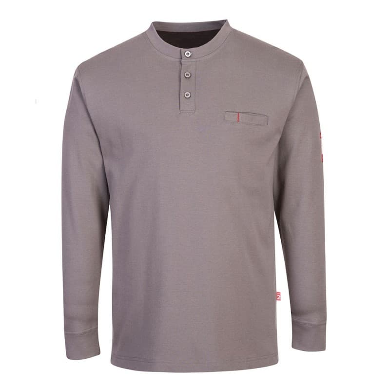 Portwest - Sweat-shirt manches longues anti-feu avec col boutonné - L - Gris