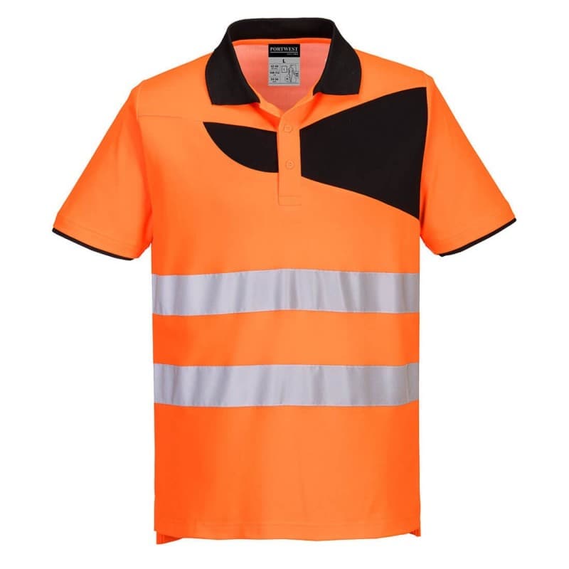 Portwest - Polo manches courtes haute visibilité PW2 - 4XL - Orange / Noir