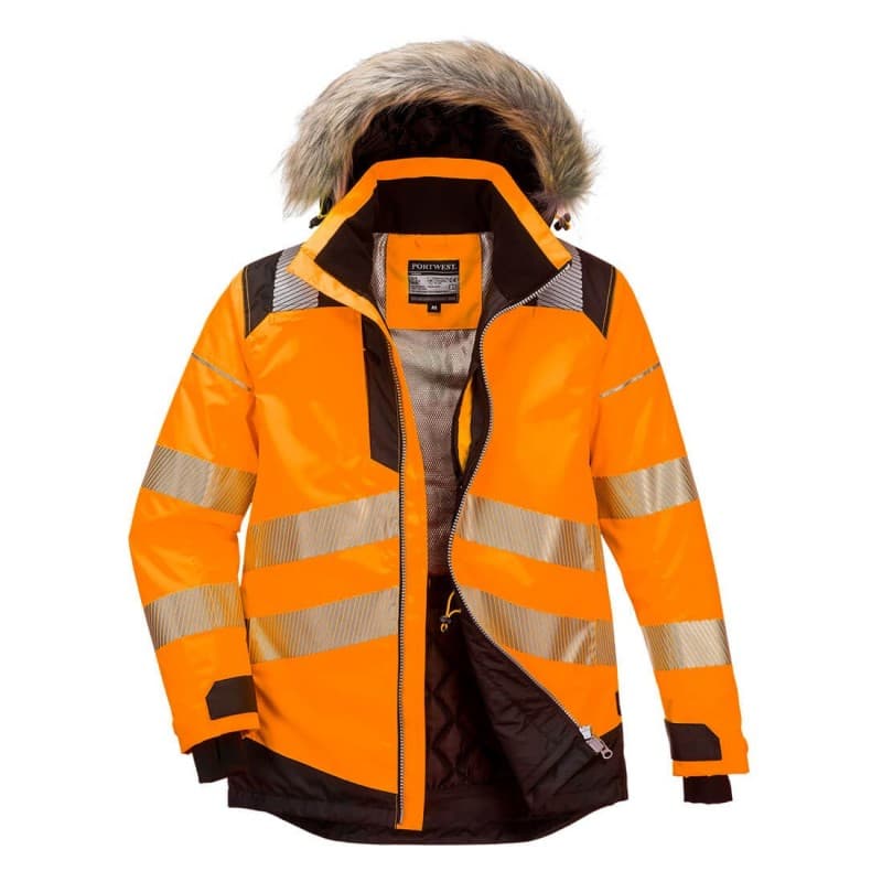 Portwest - Parka de travail chaude pour l'hiver PW3 HV - 4XL - Orange / Noir