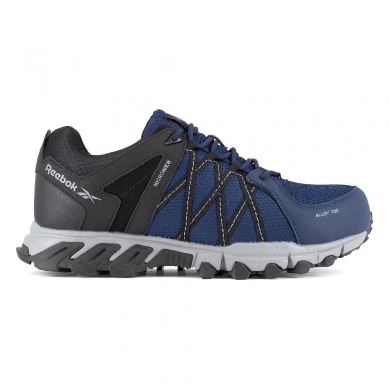Reebok - Chaussures de sécurité basses bleue marine et noir en microfibre et cuir embout aluminium TRAIL GRIP S1P SRC - 39 - Bleu Marine / Noir