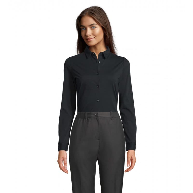 Neoblu - Chemise en jersey mercerisé femme BALTHAZAR WOMEN - S - Noir