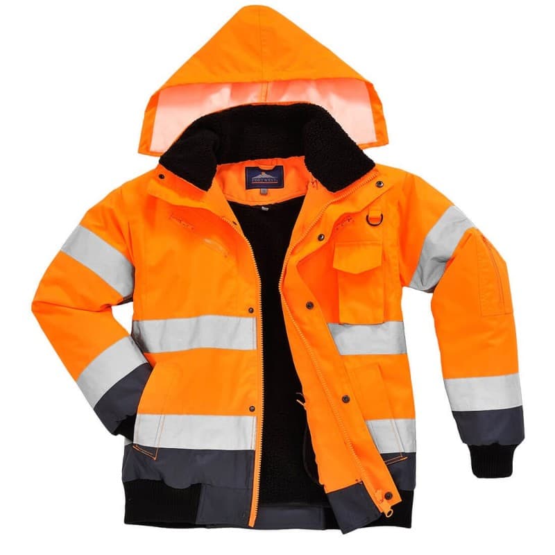Portwest - Blouson de travail chaud certifié -40°C bicolore HV - L - Rouge / Bleu Marine