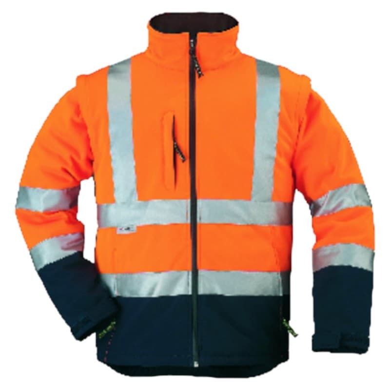 Coverguard - Veste softshell haute visibilité 2 en 1 capuche cachée et manches amovibiles STATION orange bleu marine - 3XL - Orange
