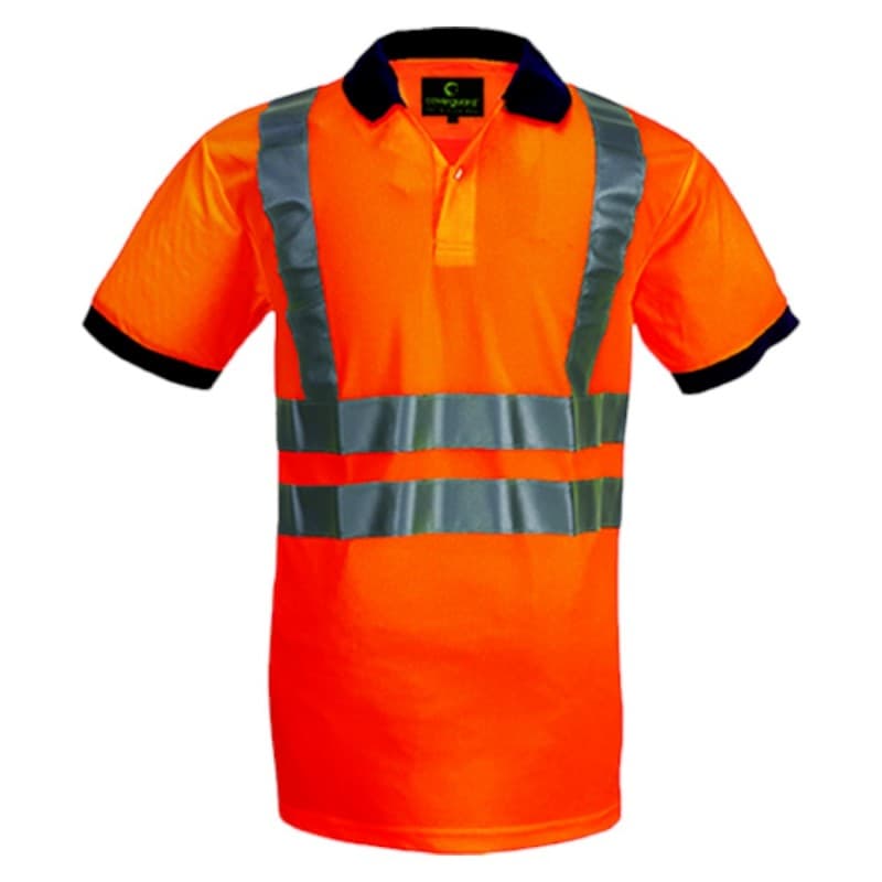 Coverguard - Polo manches courtes haute visibilité YARD orange bleu marine - M - Orange