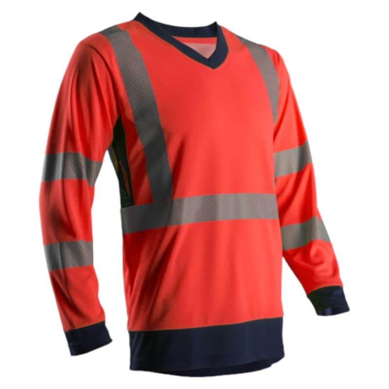 Coverguard - Tee-shirt manches longues haute visibilité SUNO rouge bleu marine - L - Rouge