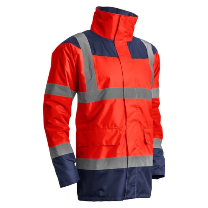 Coverguard - Parka de travail chaude et imperméable haute visibilité KETA rouge bleu marine - L - Rouge / Bleu Marine